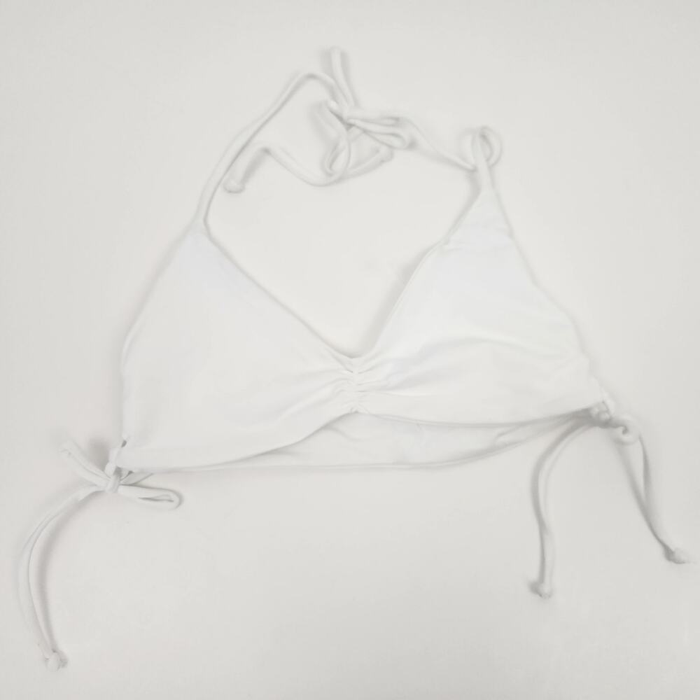 L*Space Gwen Bikini Top in White Size Small NWT Lace Up Sides Halter
